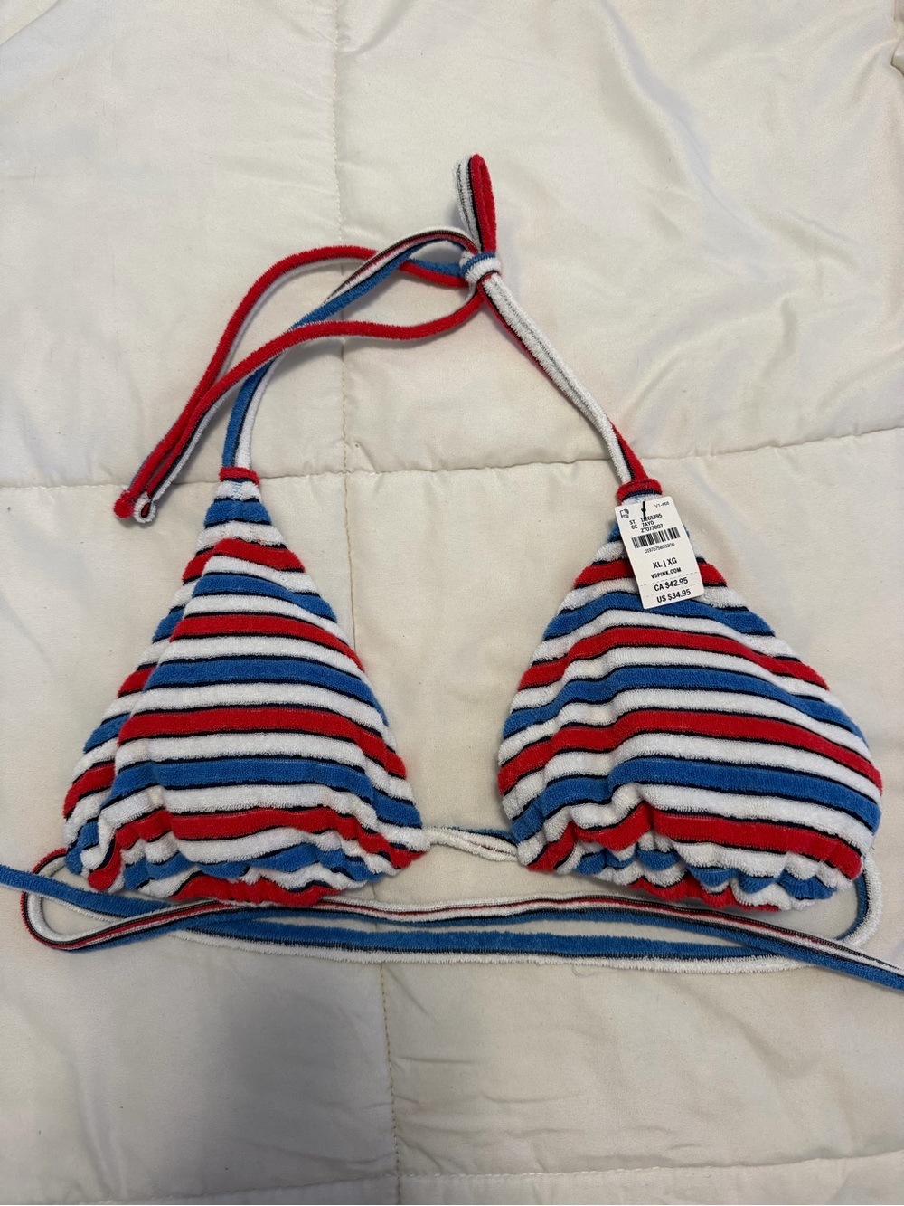 Pink Victoria secret Striped Triangle Bikini Top - Red, Blue, White